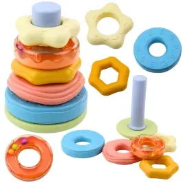 Tower of Wheels Sensory Puzzle for Toddlers Pastel 17cm