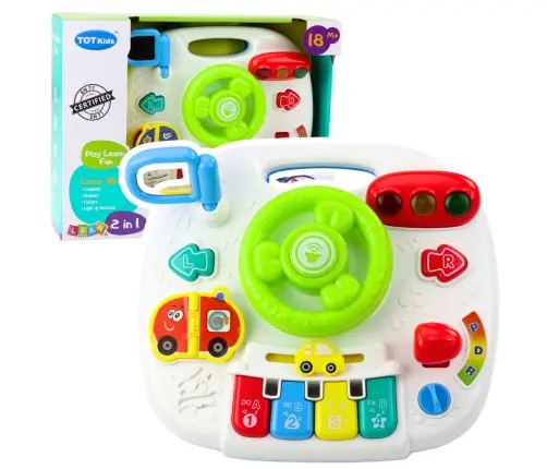 Panel Interactive Table Educational Steering Wheel 2in1 Lights Sounds Panel Interactive Table Educational Steering Wheel 2in1 Lights Sounds