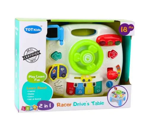 Panel Interactive Table Educational Steering Wheel 2in1 Lights Sounds Panel Interactive Table Educational Steering Wheel 2in1 Lights Sounds