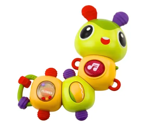 Interactive Sensory Caterpillar Musical Rattle Teether Rotating 360°