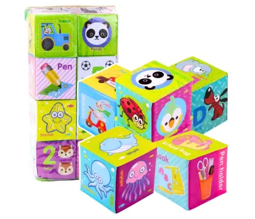 Educational Blocks Cubes Colored Letters Animals Learning 8pcs.