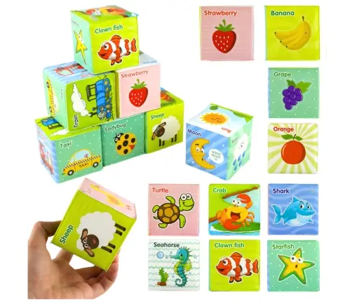 Educational Blocks Cubes Colored Letters Animals Learning 8pcs.