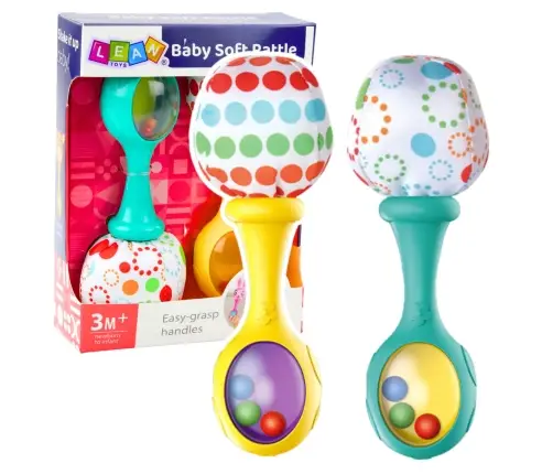 Set of Rattles with Soft Ball Patterns Yellow Green 2pcs