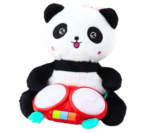 Plush Panda With Drums Mascot Cuddly Toy Lights Sounds