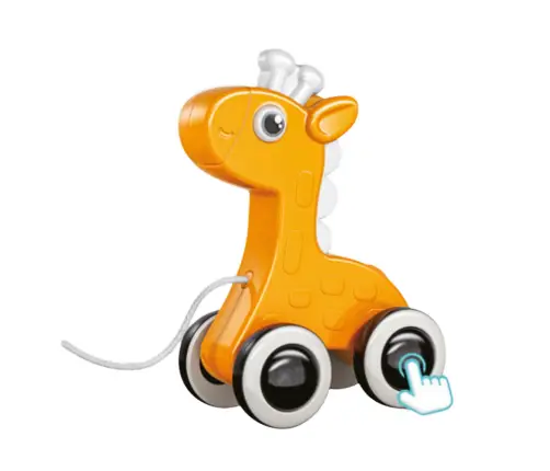 Giraffe Pull String Toy Squeaker Eco Yellow
