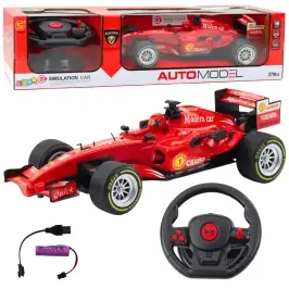 Remote Controlled RC Racing Car Steering Wheel Lights Sounds 1:12 Red Remote Controlled RC Racing Car Steering Wheel Lights Sounds 1:12 Red