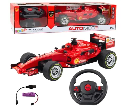 Remote Controlled RC Racing Car Steering Wheel Lights Sounds 1:12 Red