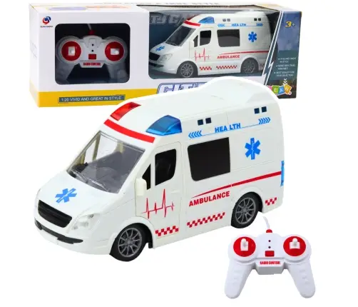 Remote Control Ambulance RC Lights Sounds 1:20 White