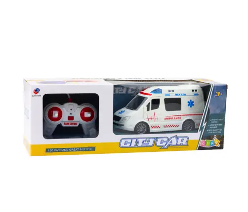 Remote Control Ambulance RC Lights Sounds 1:20 White