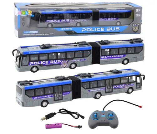 RC Police Articulated Bus Remote Controlled Lights Gray 1:32