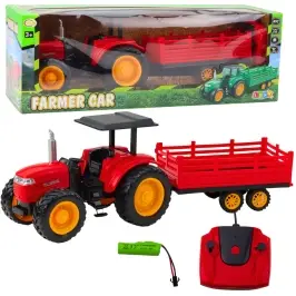 RC Remote Controlled Farm Tractor With Trailer Red