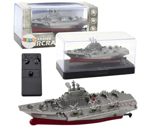 Military Ship Remote Controlled Boat RC Silver 15cm