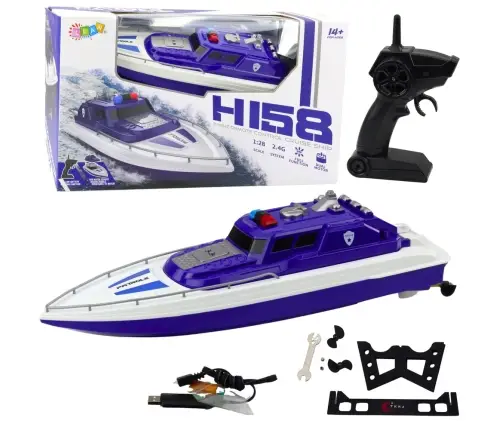 Remote Controlled RC Boat 1:28 Police Blue