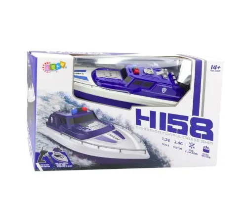 Remote Controlled RC Boat 1:28 Police Blue