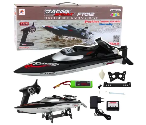 Boat Motorboat FT012 Remote Controlled RC Black 50km/h 2.4G
