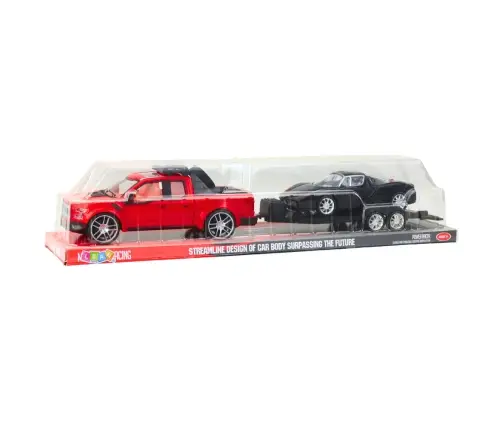 Set of Off-Road Car Red Tow Truck Black Sports Car 59cm