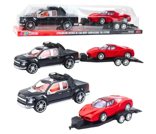 Set of Off-Road Car Black Tow Truck Red Sports Car 59cm