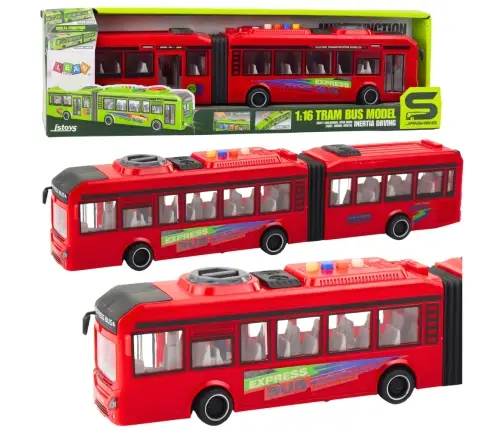 Articulated Bus Opening Doors Lights Sounds Red 1:16