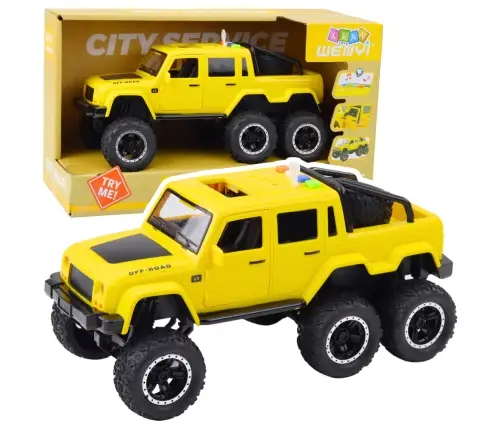 Off-road Car Friction Drive Lights Sounds Yellow 6x6 1:16