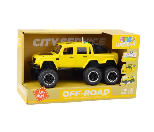 Off-road Car Friction Drive Lights Sounds Yellow 6x6 1:16