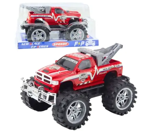 Rear-wheel drive off-road rescue vehicle with towbar, red 27cm