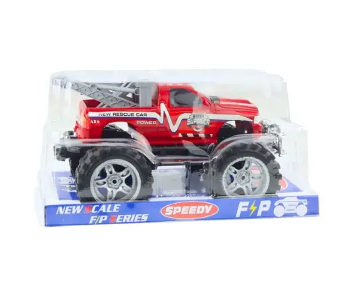 Rear-wheel drive off-road rescue vehicle with towbar, red 27cm