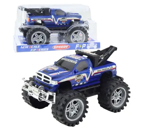 Rear-wheel drive off-road rescue vehicle with towbar, blue 27cm