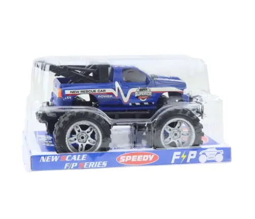 Rear-wheel drive off-road rescue vehicle with towbar, blue 27cm