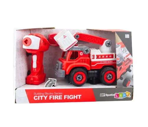 Fire Truck with Turning Boom, Remote Controlled, 2-in-1 Screwdriver