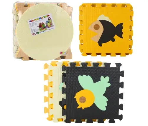 Soft Puzzle Educational Mat EVA Foam Animals Brown 16 pcs.