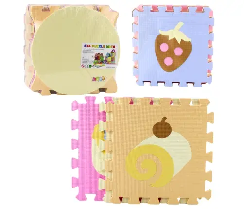 Soft Puzzle Educational Mat EVA Foam Fruits Sweets Pastel 16 pcs. Soft Puzzle Educational Mat EVA Foam Fruits Sweets Pastel 16 pcs.