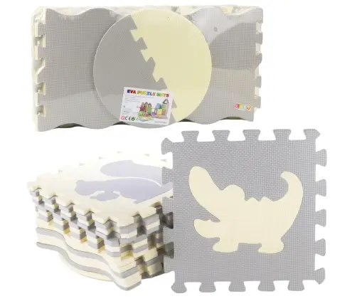 Soft Puzzle Educational Mat Playpen EVA Foam Beige Gray 25 pcs.