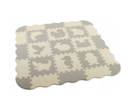 Soft Puzzle Educational Mat Playpen EVA Foam Beige Gray 25 pcs.