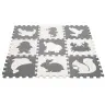 Soft Puzzle Educational Mat Dinosaurs EVA Foam Beige Gray 9 pcs.