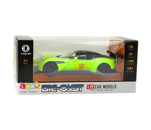 Sports Car With Pull-Back Drive Lights Sounds Green 1:22