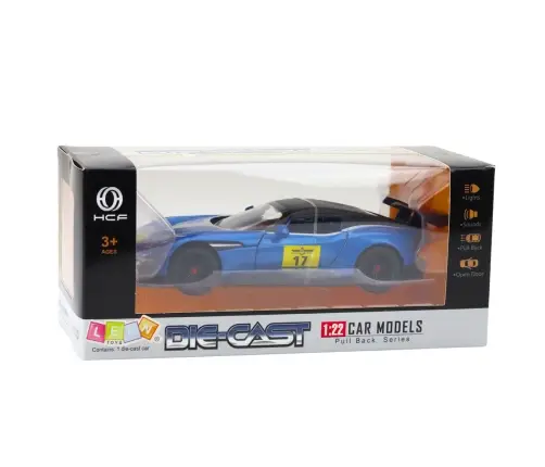 Metal Sports Car Lights Sounds Drive Blue 1:22