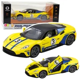 Metal Sports Car Lights Sounds Drive Yellow 1:22