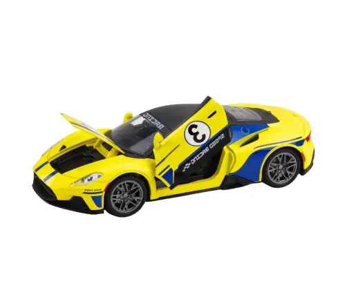 Metal Sports Car Lights Sounds Drive Yellow 1:22 Metal Sports Car Lights Sounds Drive Yellow 1:22