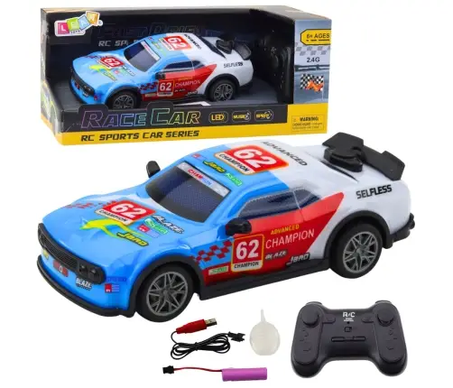 RC Remote Control Sports Car Lights Water Vapor Blue 1:22