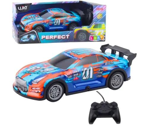 Remote Controlled Racing Car with Light-Up Case Orange and Turquoise
