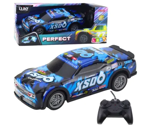 RC Racing Car with Light-Up Body Black and Blue