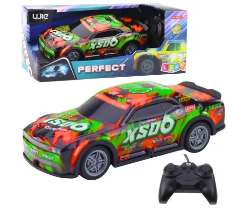 Remote Controlled Racing Car with Light-Up Body Orange and Green