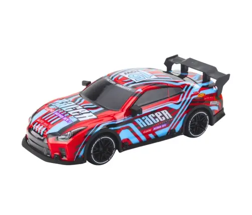 Ferngesteuertes RC-Rennauto mit leuchtender Karosserie in Blau und Rot