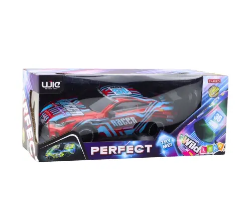 Ferngesteuertes RC-Rennauto mit leuchtender Karosserie in Blau und Rot