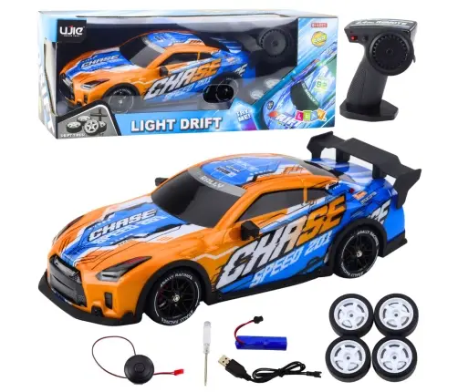 RC Sports Car with Illuminated Drift Body Orange