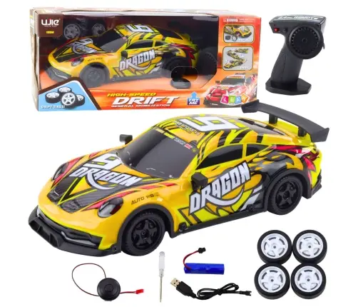 RC Sports Car Remote Controlled Illuminated Drift Body Yellow