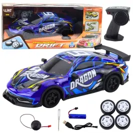 RC Sports Car with Illuminated Drift Body, Blue