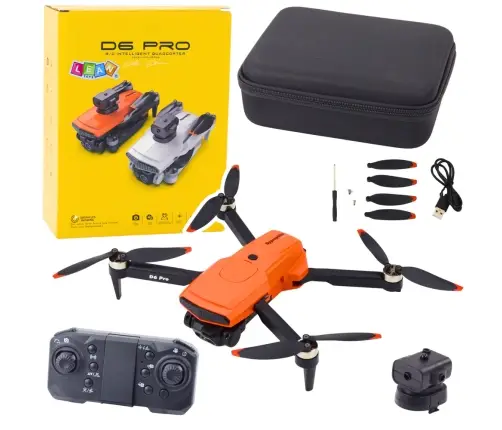 D6 PRO Drone Dual HD Camera LED Lights Orange