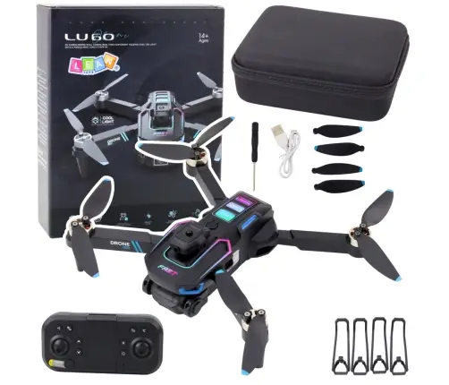 LU60 Drone Dual HD Camera LED Lights App Black