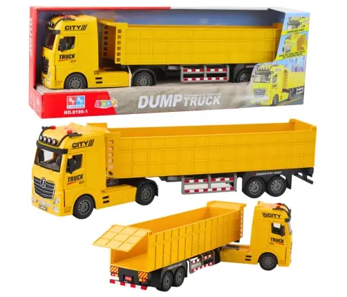 Transport Truck Liftable Trailer Lights Sounds Yellow